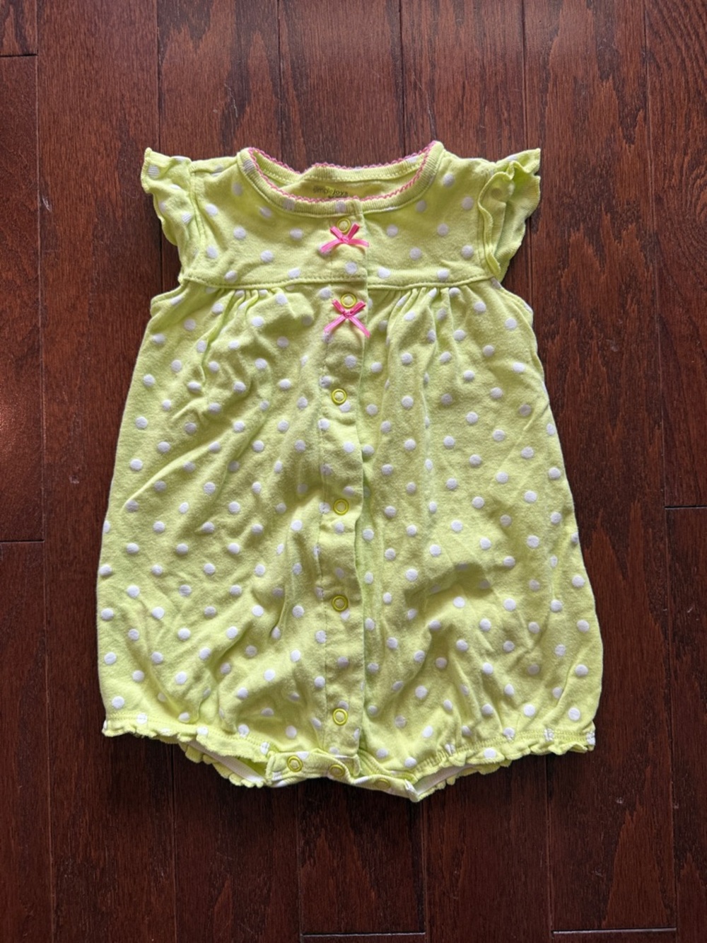 Carter’s Green Polka Dot Baby Romper with Lady Bug on back 6-9 Months